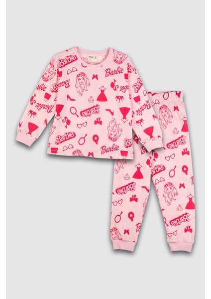 Barbie Desenli %100 Pamuk Kız Çocuk Pijama Takımı