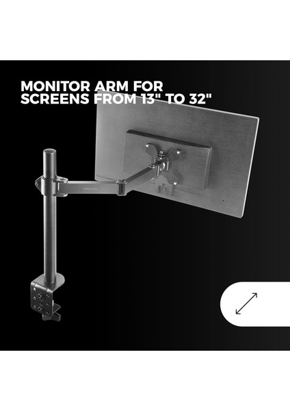 32" Ekranlar Için Mafsallı Monitör Kolu Standı - Yüksekliği Ayarlanabilir, Çelik Yapı