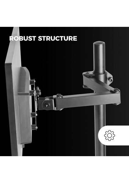 32" Ekranlar Için Mafsallı Monitör Kolu Standı - Yüksekliği Ayarlanabilir, Çelik Yapı