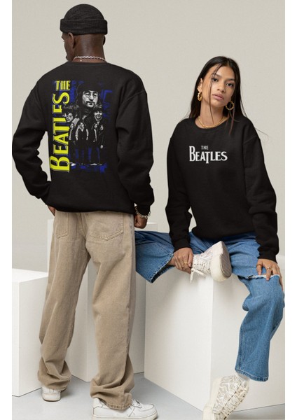 Unisex The Beatles V2 Sırt Baskılı Kapüşonsuz Sweatshirt, Oversize Rock Band Baskılı Sweatshirt modelleri