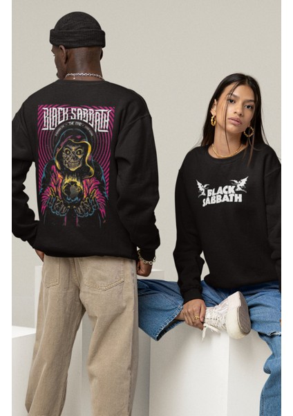 Unisex Black Sabbath The End Sırt Baskılı Kapüşonsuz Sweatshirt,oversize Rock Band Baskı Sweatshirt