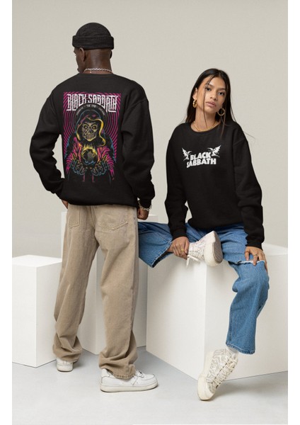 Unisex Black Sabbath The End Sırt Baskılı Kapüşonsuz Sweatshirt,oversize Rock Band Baskı Sweatshirt modelleri