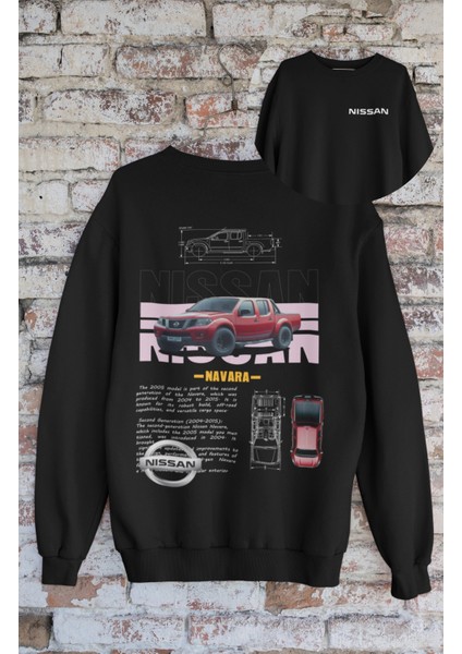 Unisex Nis-San Navara Sırt Baskılı Kapüşonsuz Sweatshirt,oversize Classic Araba Baskılı Sweatshirt