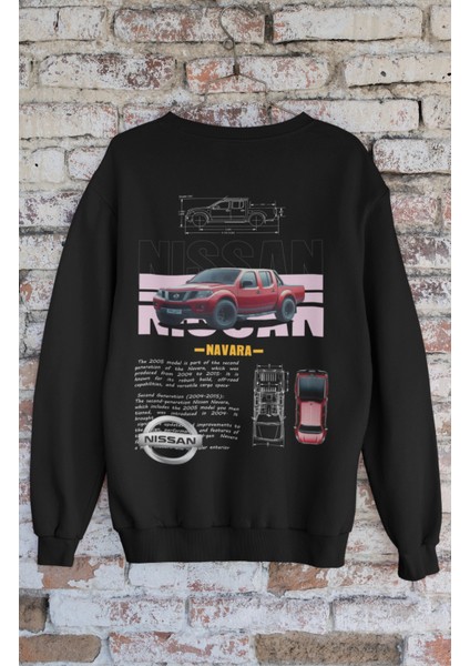 Unisex Nis-San Navara Sırt Baskılı Kapüşonsuz Sweatshirt,oversize Classic Araba Baskılı Sweatshirt