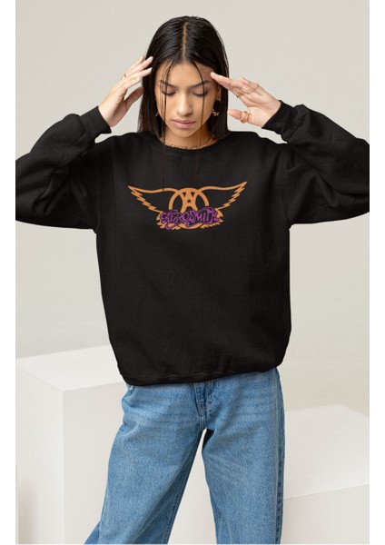 Unisex Aerosmith V2 Sırt Baskılı Kapüşonsuz Sweatshirt, Oversize Rock Grup Baskılı Sweatshirt fiyatları