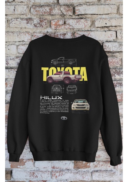 Unisex Hilux Kamyonet Sırt Baskılı Kapüşonsuz Sweatshirt, Oversize Classic Araba Baskılı Sweatshirt modelleri