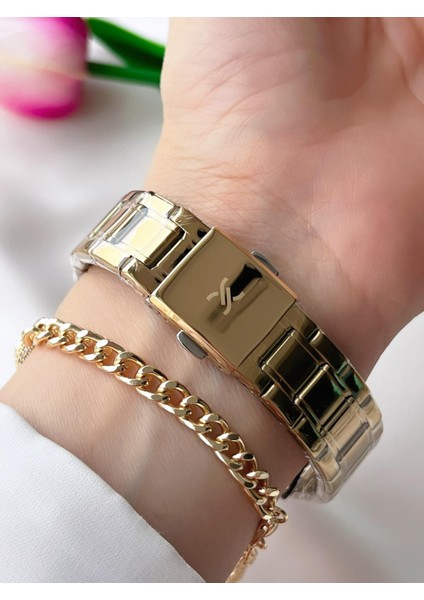 Çelik Kordon 30 mt Suya Dayanıklı Kadın Kol Saati+Bileklik BFG.13484.X7 modelleri