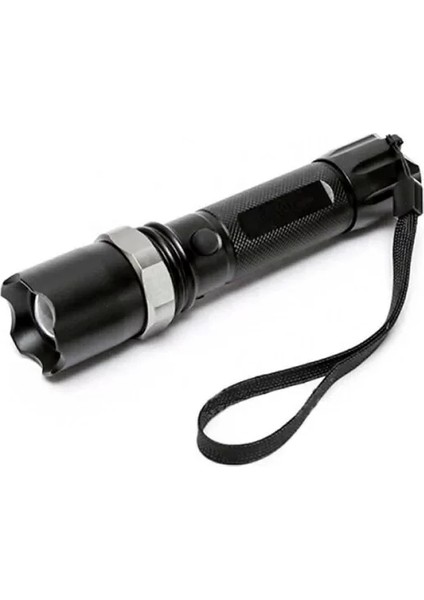 KM-110 Profesyonel Şarjlı El Feneri Ledli + Flashlight + Zoom Özellikli Aparatlı 6 Parça Full Set