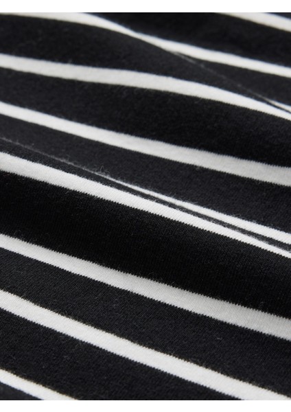 Kadın Siyah Supima® Modern Bisiklet Yaka Uzun Kollu T-Shirt modelleri