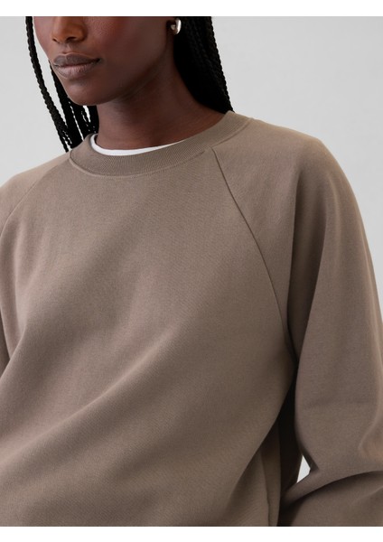 Kadın Kahverengi Vintage Soft Raglan Sweatshirt modelleri