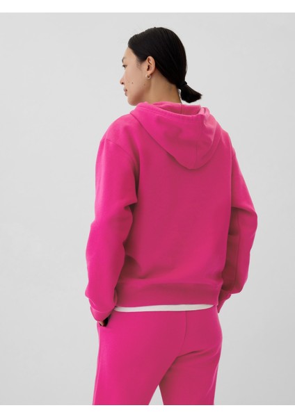 Kadın Pembe Logo Fleece Sweatshirt