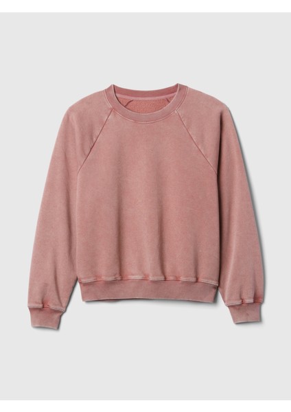 Kadın Pembe Vintage Soft Raglan Sweatshirt