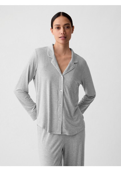 Kadın Gri Modal Pijama Üstü