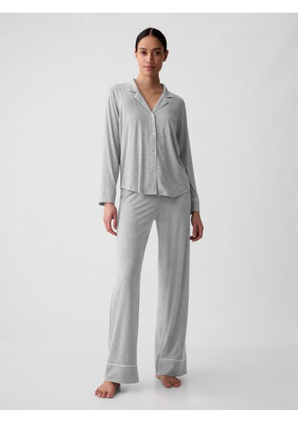 Kadın Gri Modal Pijama Üstü