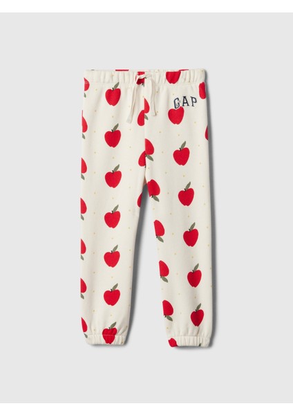 Kız Çocuk Kırık Beyaz Logo Fleece Jogger Eşofman Altı