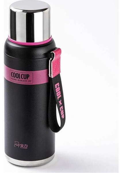 Okadi Color Rim Siyah 650 ml Paslanmaz Çelik Termos
