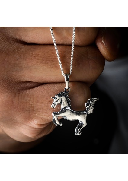 Gümüş At Figürlü Kolye 925 Ayar Gümüş At Model Unisex Kolye Yarış Atı Kolye indirimleri