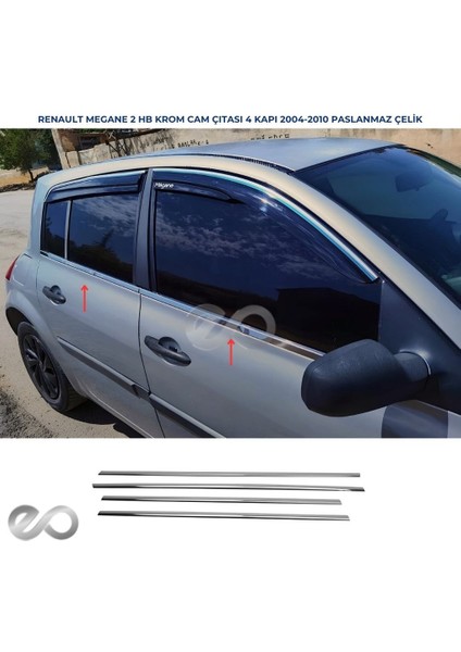 Renault Megane 2 Cam Çıtası (Hb) Krom 4 Parça 2004 - 2010