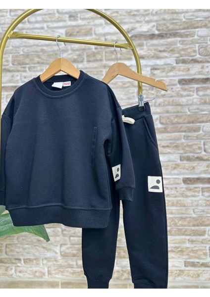 Yeni Sezon Unisex Çocuk Pamuklu Basic Sweatshirt ve Eşofman Alt-Üst Takım