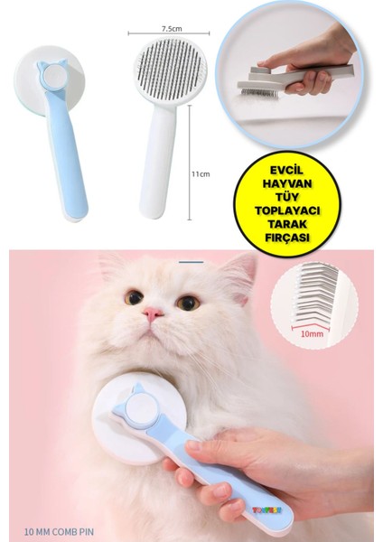 Basmalı Kedi Logolu Evcil Hayvan Tarak Fırça Tüy Toplayacı Kedi Fırçası - 1 Adet
