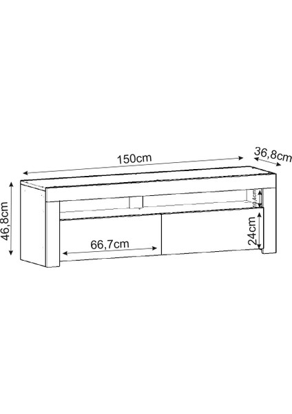 Batı LED Işıklı 2 Kapaklı TV Sehpası – 150 cm – Minimal Tasarım, Ahşap Desenli Siyah indirimleri