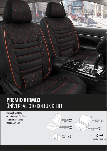 Audi Q3 Koltuk Kılıfı Premio Kırmızı