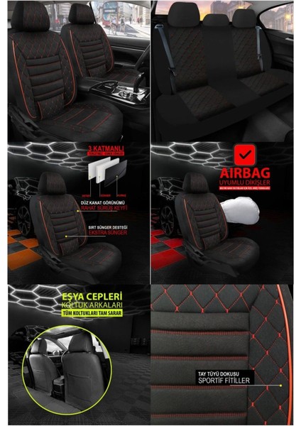 Audi Q3 Koltuk Kılıfı Premio Kırmızı fiyatları