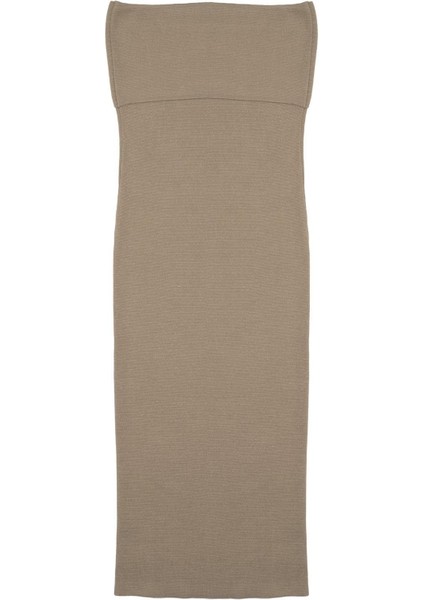 Bej Straplez Elbise