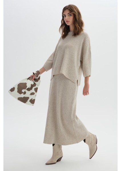 Bej Beli Lastikli Triko Etek fiyatları