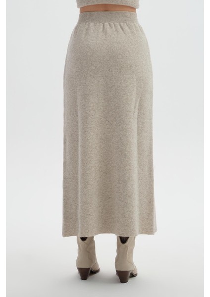 Bej Beli Lastikli Triko Etek indirimleri