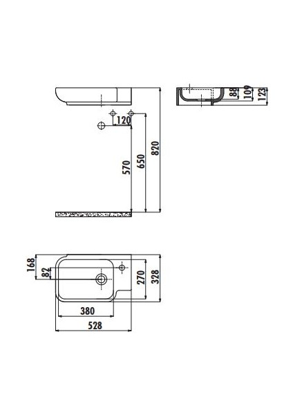 TP027 Elmas Dolap Üstü Lavabo 33 x 53 cm