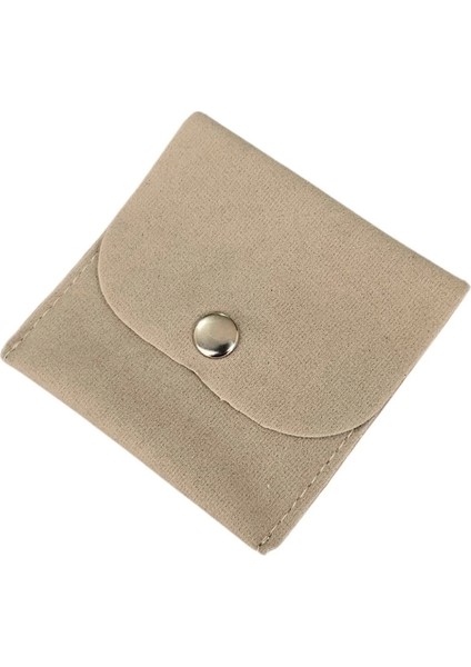 Kadife (Süet) Zarf Kese Krem 10 Adet 7x7 cm Boy Takı, Altın Kesesi (Çıtçıtlı)