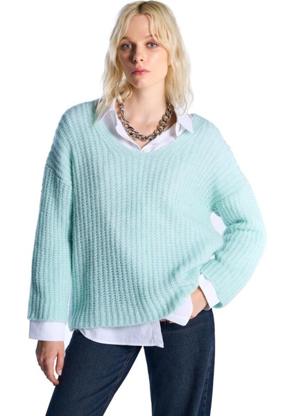 Mint V Yaka Triko Kazak fiyatları