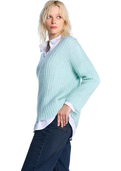 Mint V Yaka Triko Kazak modelleri