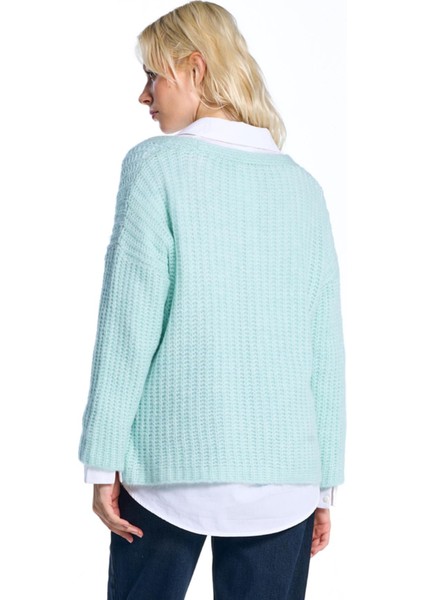 Mint V Yaka Triko Kazak indirimleri