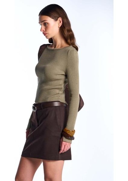 Haki Uzun Kol Fitilli Kazak modelleri