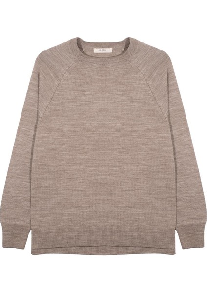 Koyu Bej Bisiklet Yaka Kazak