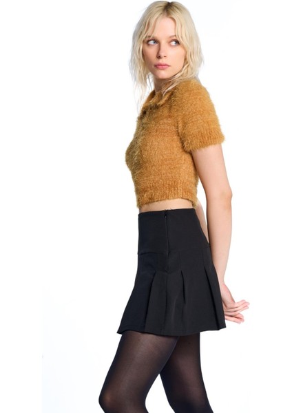 Hardal Polo Yaka Kısa Kol Triko Kazak modelleri