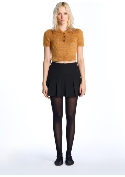 Hardal Polo Yaka Kısa Kol Triko Kazak fırsatları