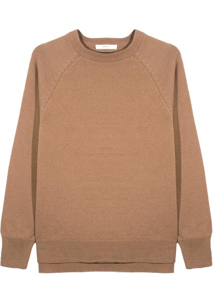 Açık Kahve Bisiklet Yaka Kazak