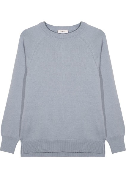 Açık Mavi Bisiklet Yaka Kazak