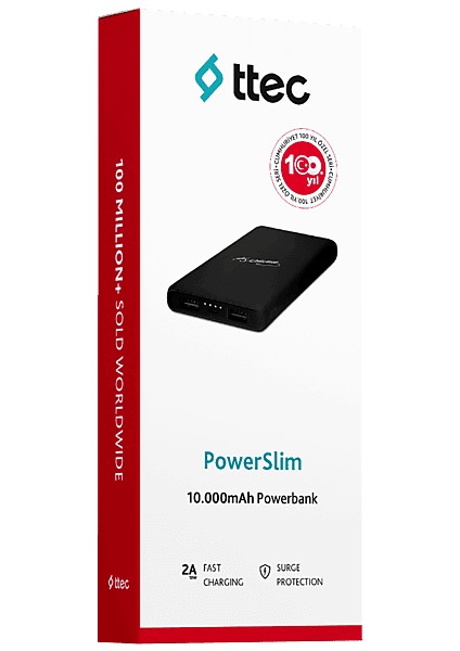 2BB200KA Powerslim Kemal Atatürk Imzalı 10.000 Mah Taşınabilir Şarj Aleti Siyah