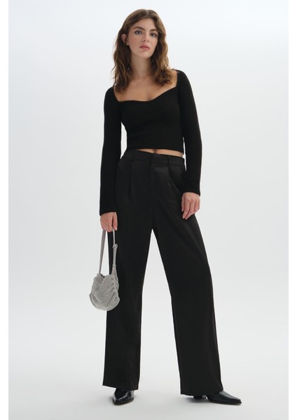 Siyah Uzun Kollu Triko Kazak modelleri