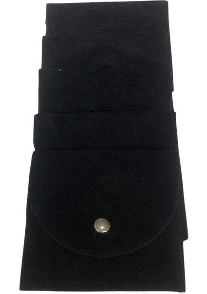 Kadife (Süet) Zarf Kese Siyah 10 Adet 8X10 Boy Takı, Altın Kesesi (Çıtçıtlı)