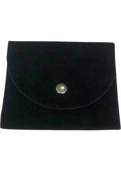 Kadife (Süet) Zarf Kese Siyah 10 Adet 8X10 Boy Takı, Altın Kesesi (Çıtçıtlı)