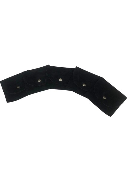 Kadife (Süet) Zarf Kese Siyah 10 Adet 8X10 Boy Takı, Altın Kesesi (Çıtçıtlı)