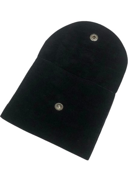 Kadife (Süet) Zarf Kese Siyah 10 Adet 8X10 Boy Takı, Altın Kesesi (Çıtçıtlı)