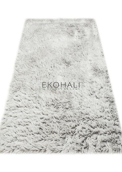 Angora Koleksiyonu Uzun Tüylü Suni Kürk Halı Ang Plain Gri