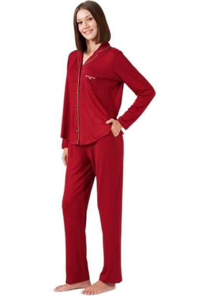 Kadın Bordo Pijama Takımı 26035 fırsatları