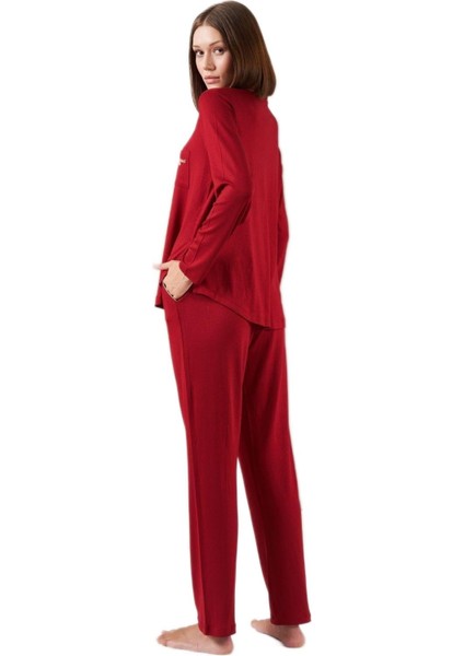 Kadın Bordo Pijama Takımı 26035 indirimleri